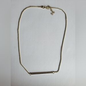 Gold Horizontal Bar Pendant Necklace- 22 Inches